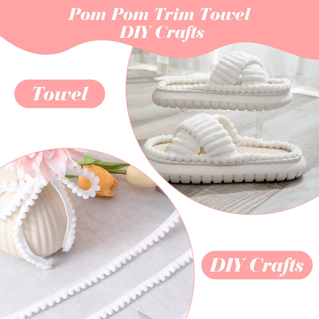 Pom Ribbon White Sewing Ribbon Crafts Pompoms Tassel Lace for DIY Clothes Curta Decoration Sewing Pillow - 10 Yards