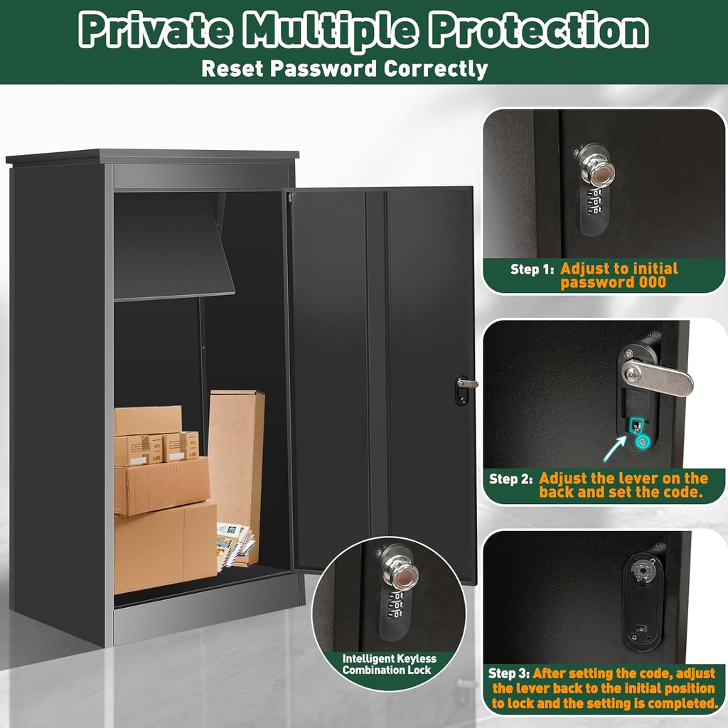 Package Delivery Boxes Drop Boxes with Secure Storage, Anti-Theft Galvanized Steel,Waterproof Package Delivery Box Porch