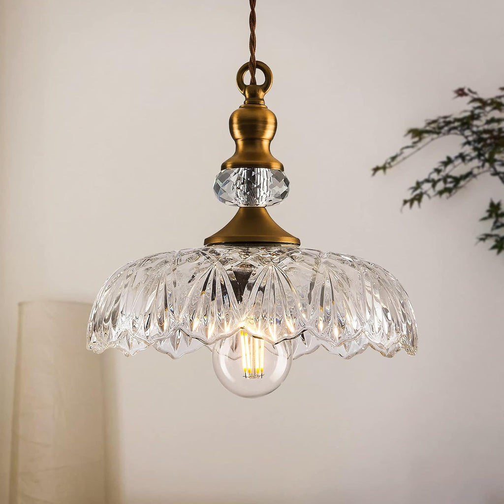 Vintage Glass Pendant Light Fixture Brass Modern Adjustable Chandelier Farmhouse Hanging Light for Hallway Porch
