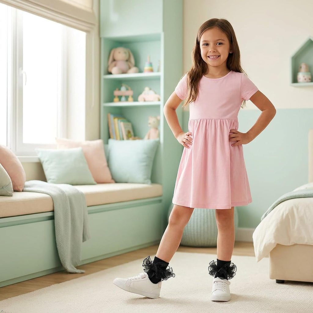 Double Lace Turn Cuff Frilly Church Dress Socks