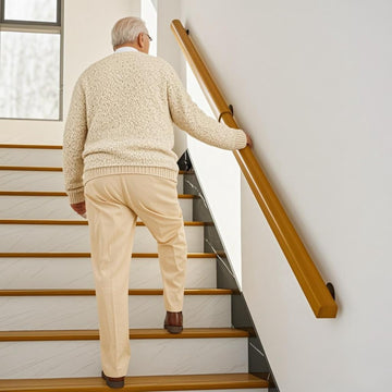 5FT Wooden Stair Railing Indoor, Wall Railings for Stairs, Hand Rails for Indoor Stairs, Non-Slip Stair Handrail