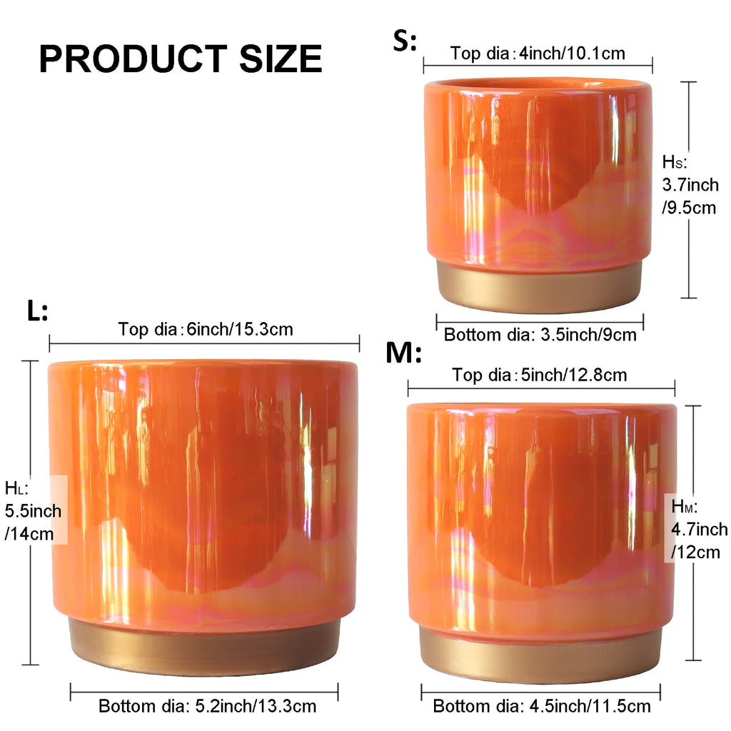 Ceramic Plant Pots for Indoor Plants, Planters with Drainage Holes