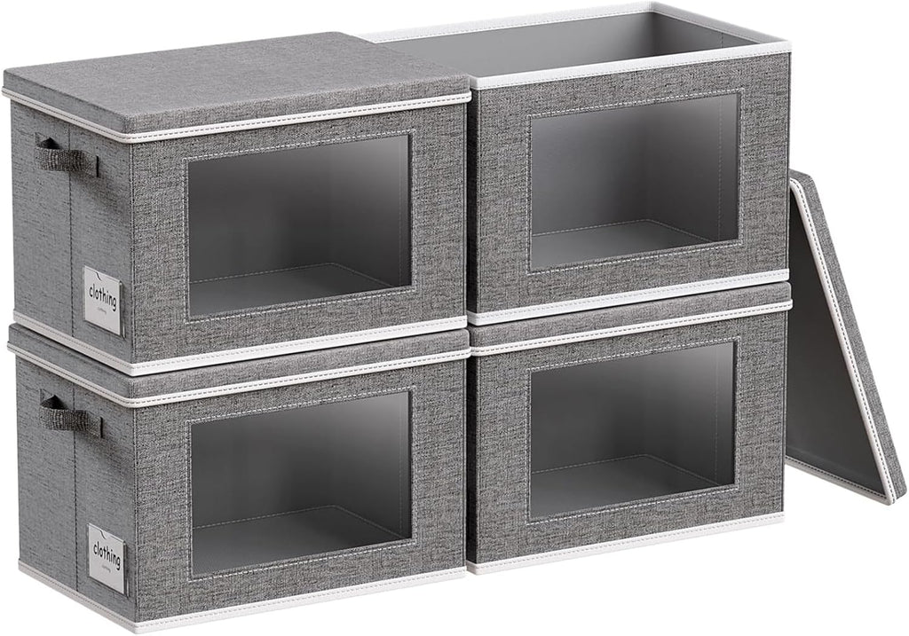 Fabric Storage Bins with Lids, Foldable Decorative Storage Box | Large Storage Cubes with Lids and Window for