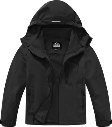 Rain Jacket Boys Girls Lightweight Raincoats Kids Outdoor Windbreaker Jackets with Detachable Hood