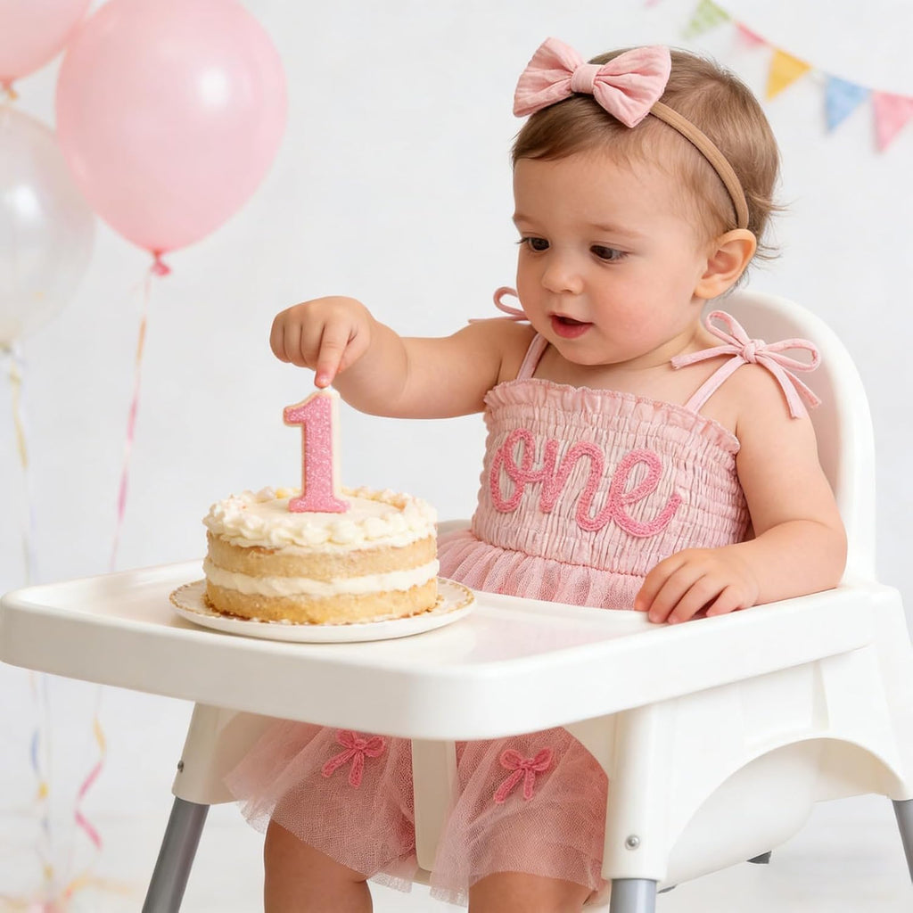 Baby Girl 1st Birthday Clothes One Year Old Tulle Romper Sleeveless Bodysuit Cake Smash Outfits