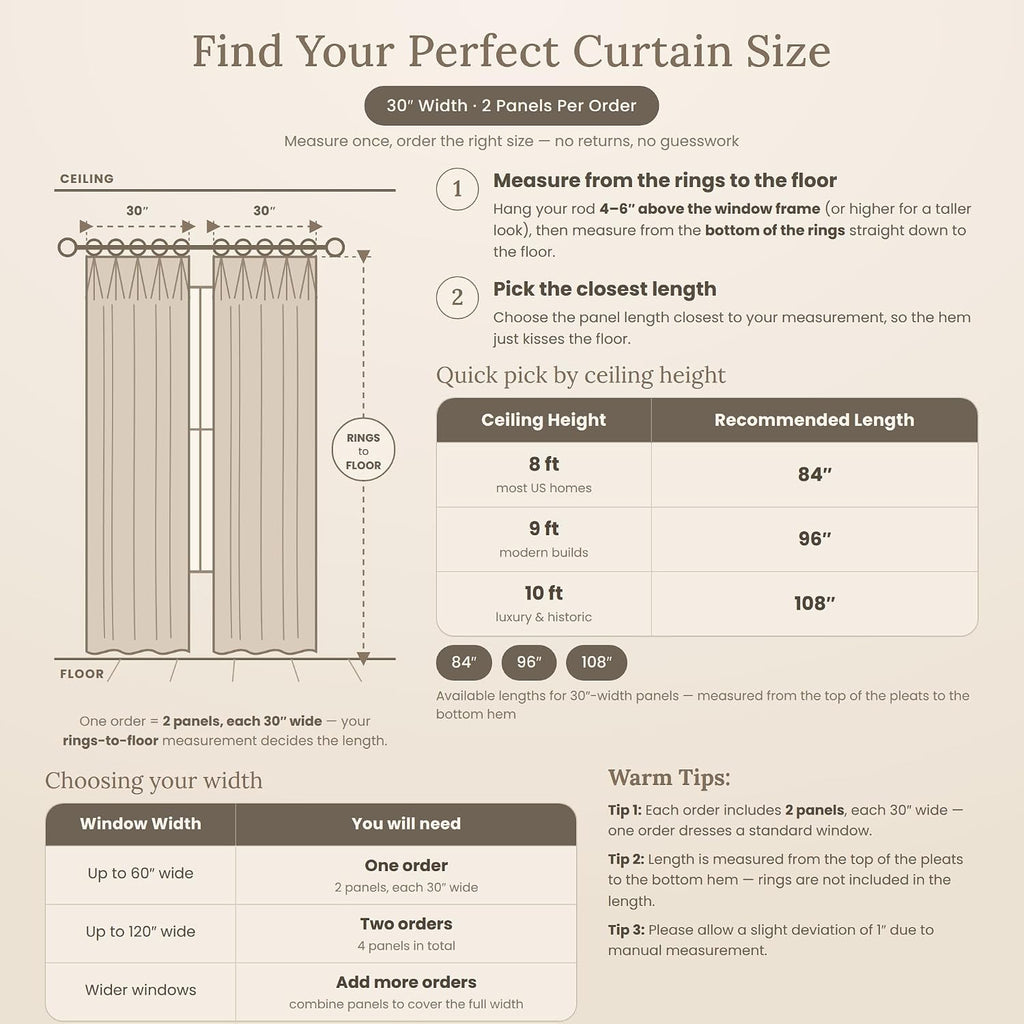 Linen Blend Pinch Pleated Curtains 96 Inches Long , Light Filtering Curtains 2 Panels Set, Modern Floral Printed