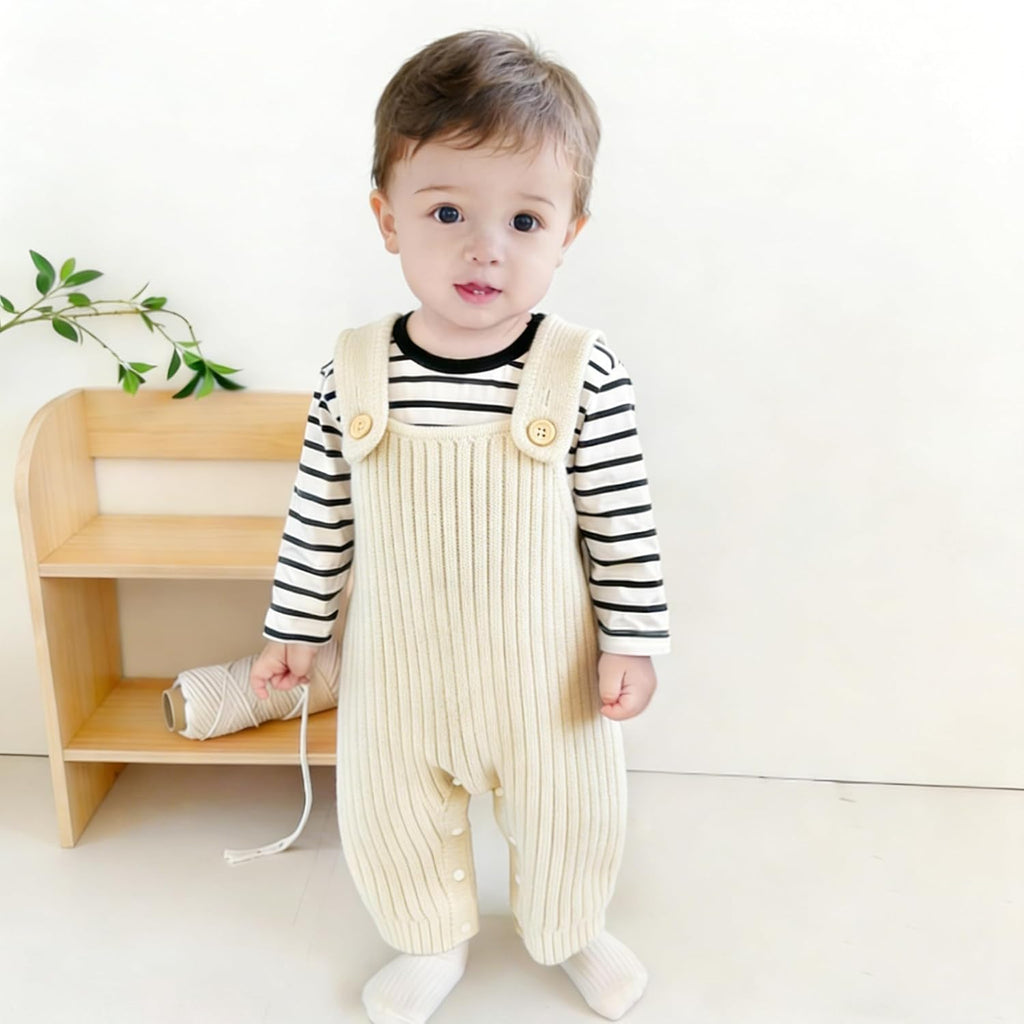 100% Cotton Baby Knitted Romper, Ribbed Sleeveless Jumpsuit for Infants and Toddlers Overall Bodysuit Newborn Gifts