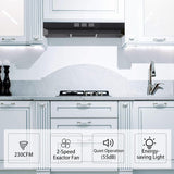 30 Inch Stainless Steel Under Cabinet Range Hood 2 Speed LED Lights Convertible Ducted/Ductless