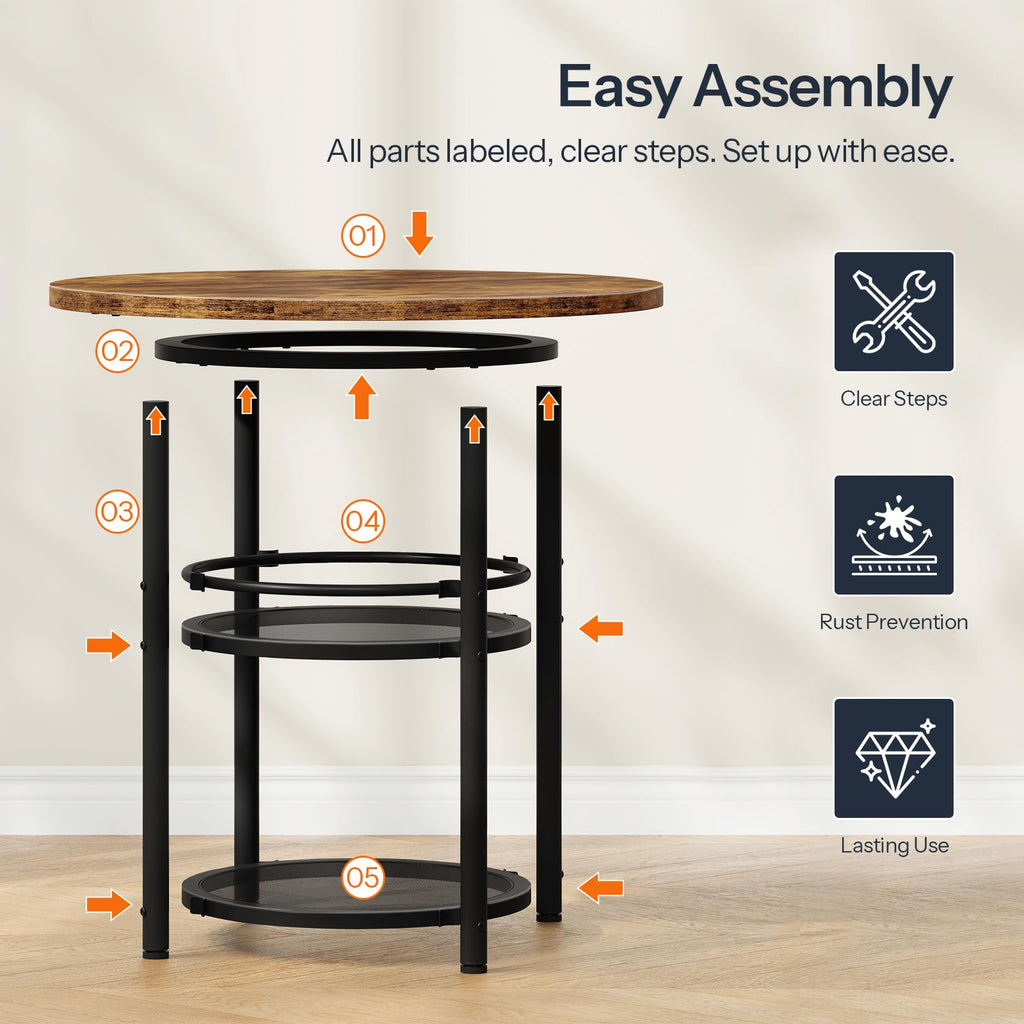 Dining Table, Round Dining Table for 2, 31.5" Kitchen Table for Small Spaces, Farmhouse Small Dining Room Table
