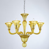 6 Light Crystal Chandelier, Modern Dining Room Light Fixture, Yellowish Green Crystal Pendant Light for Bedroom Livingroom, D24xW24xH22, E12 Socket A100-B0DSP6RTT3