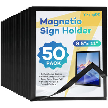 50 Pack Magnetic Sign Holder 8.5 x 11, Magnetic Paper Holder