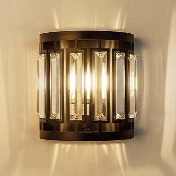 Modern Crystal Wall Sconce 1xE26 Black Vanity Wall Lamp K9 Crystal Wall Light Fixture for Hallway Doorway Bedroom