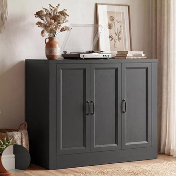 39" W Modern Buffet Cabinet with 3 Doors 4 Zones, Modular Sideboard with Thickened Frame & Adjustable Shelves, Sturdy