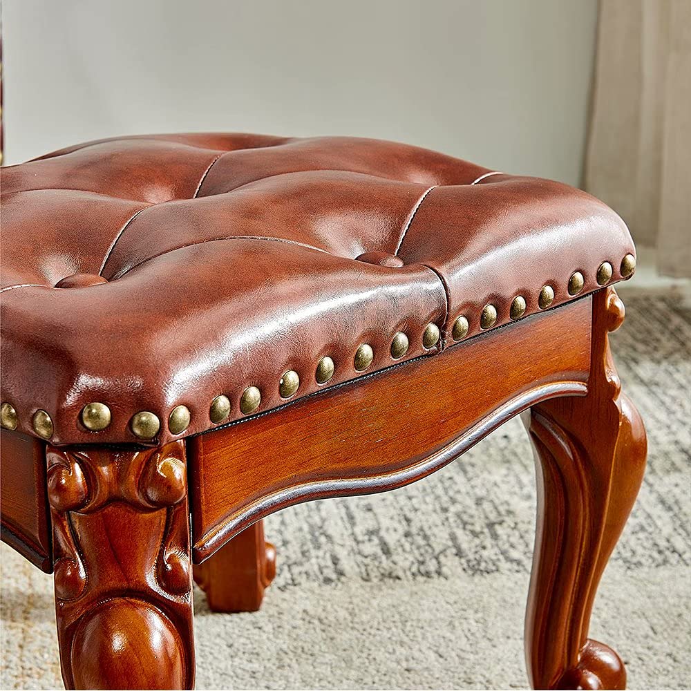 Foot Stool Ottoman with Microfiber Leather Cushion Footrest Sofa Stool, Foyer, Living Room, Bedroom, Simple Assembly