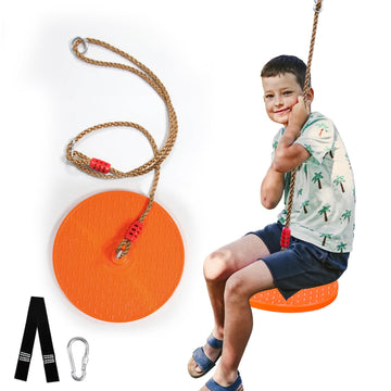 Rotating Disc Swing for Kids - 360° Swivel Seat, No Assembly, Portable Rope Swing - Indoor/Outdoor for Trees, 330lbs