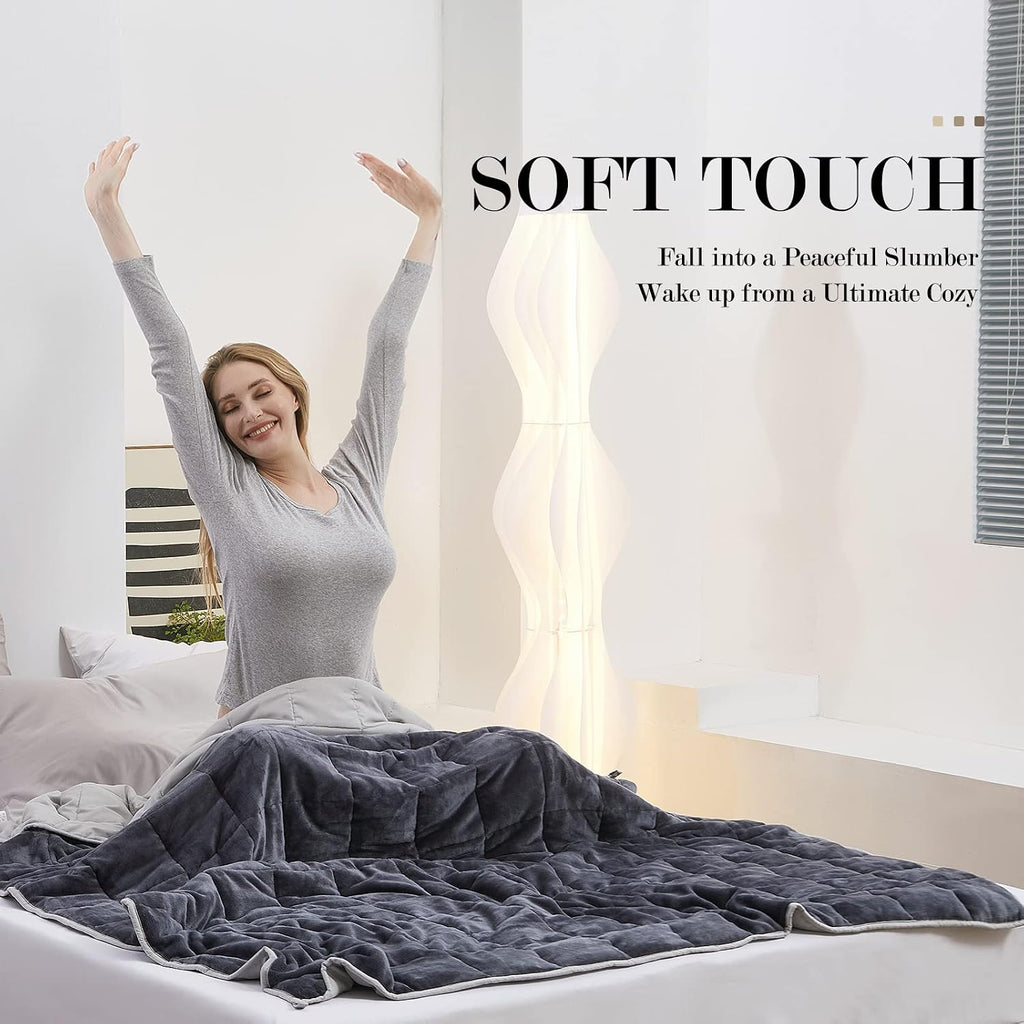 Grey Weighted Blanket 15 Pounds, Fuzzy Warm Flannel Throw Blanket with Soft Breathable Sanded, 48 x 72 inches, Grey