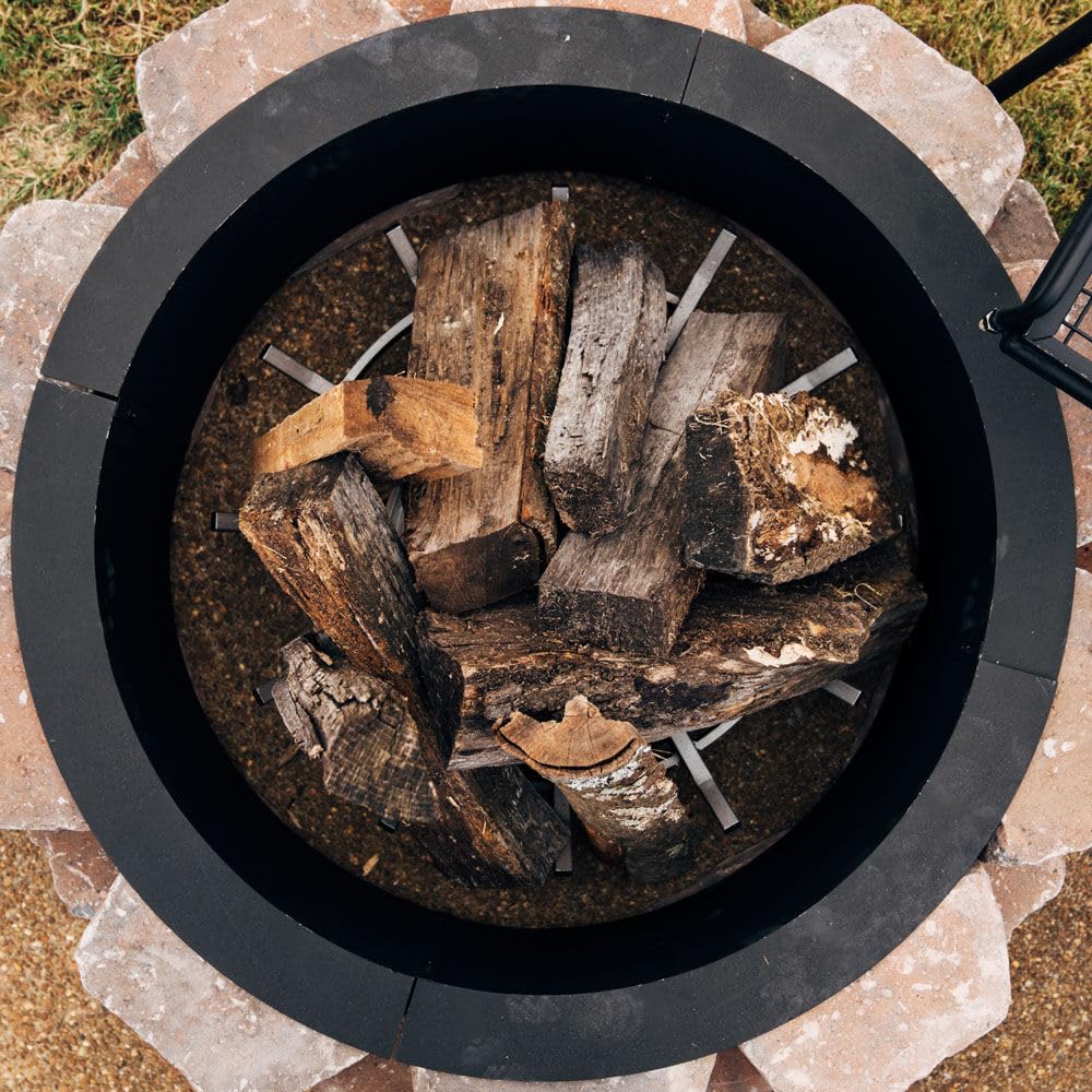 Ash & Ember 46" Outside Dia Steel Fire Pit Liner x 41" Inside - 4 Panel Liner 1.5mm Thick Steel, DIY Above or