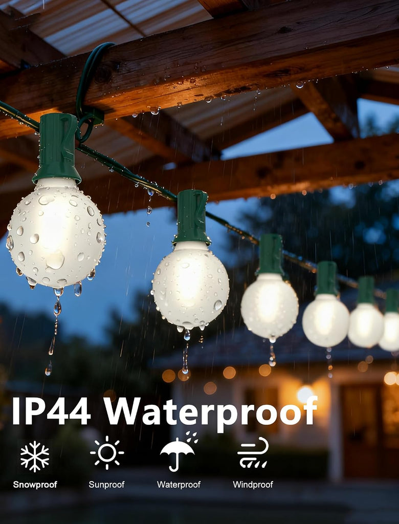 50FT LED Christmas Lights with 27 LED Globe Frosted White Bulbs