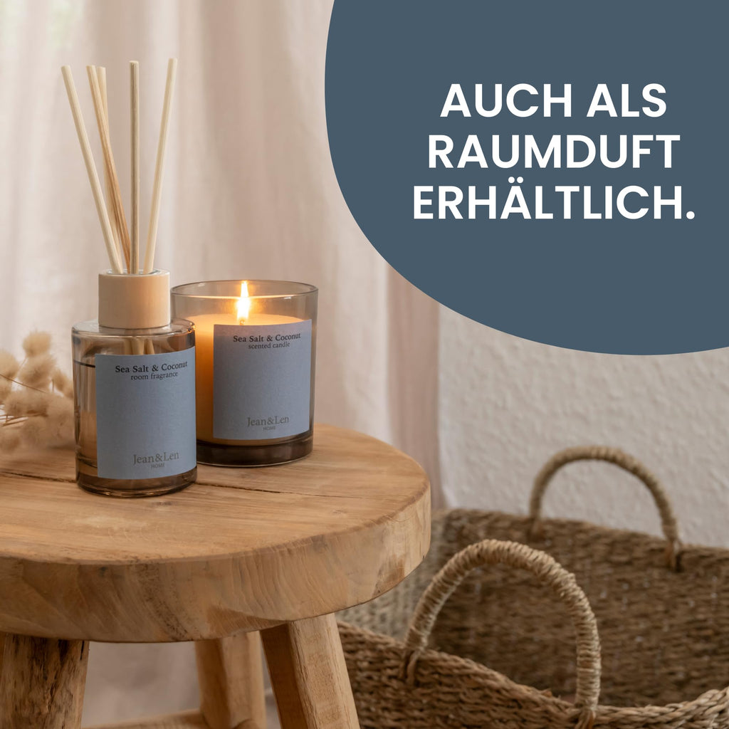 Scented Candle Sea Salt & Coconut Made with Shea Butter, Burn Time Approx 40 Hours, Minimalist Design, Exotic