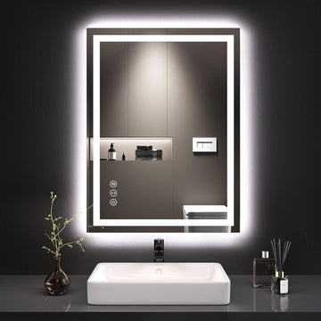 24X32 LED Bathroom Mirror with Lights, Anti-Fog, Dimmable, Backlit + Front Lit, Lighted Bathroom Vanity Mirror for Wall, Memory Function, Tempered Glass, Shatter-Proof, ETL Listed