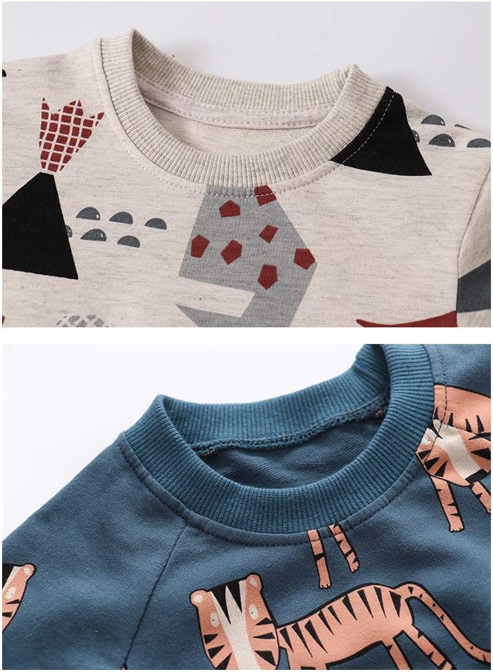 Toddler Boys Crewneck Sweatshirt, Cotton Long-Sleeve Pullover Cartoon Print