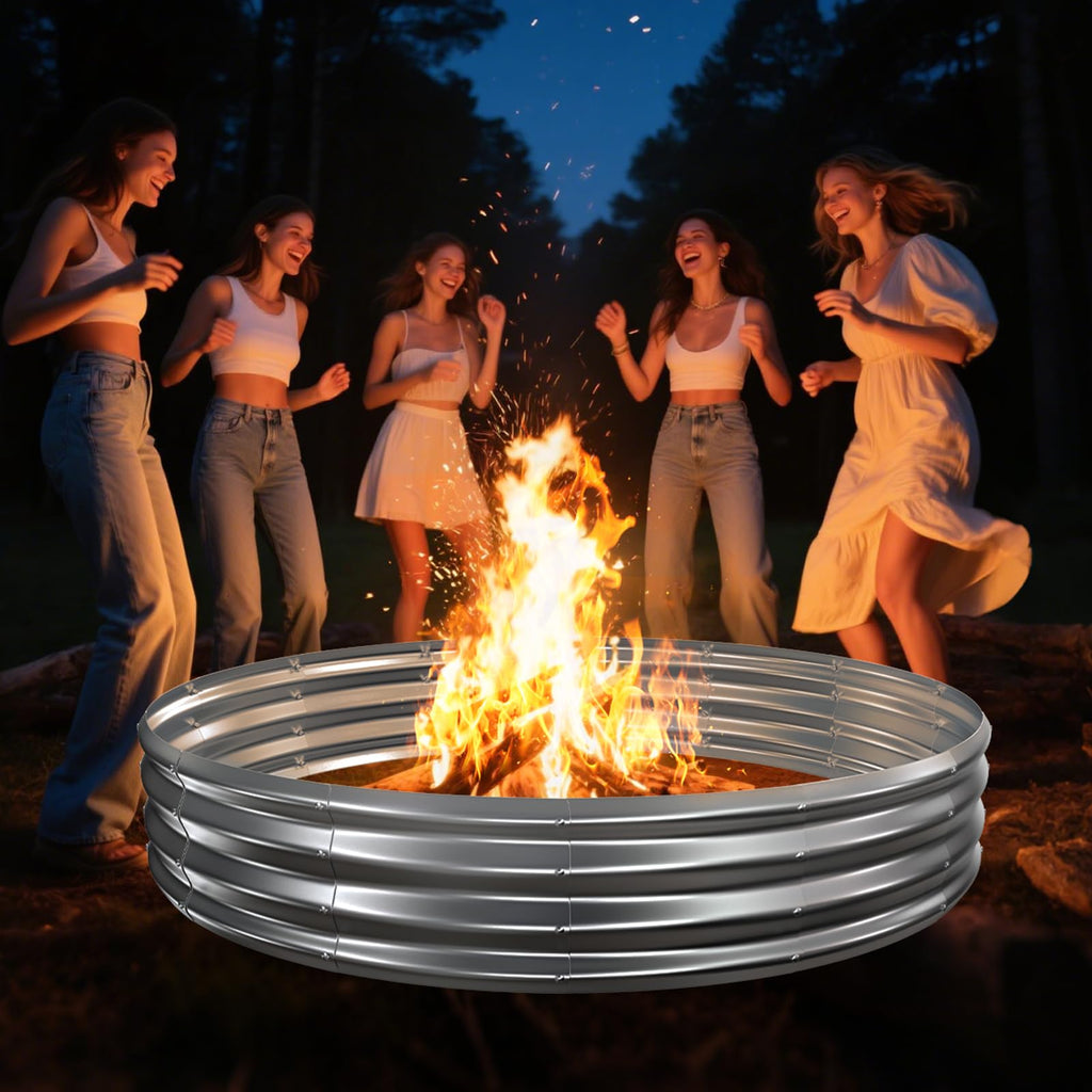 72" Round Galvanized Steel Fire Ring Pit/Raised Garden Bed Kit