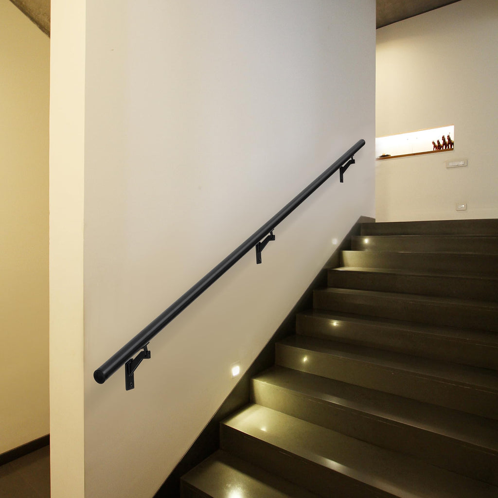 4 FT Handrails Kit for Indoor Outdoor Stairs, Modern Aluminum Handrail Set, 1.4" Diameter Bar, Adjustable 304 Stainless