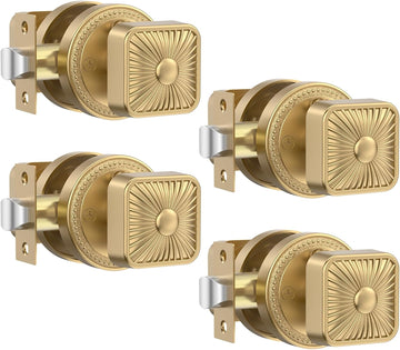 4 Pack Champagne Bronze Door Knobs Privacy Interior Door Knob with Lock,Door Knob AM0024