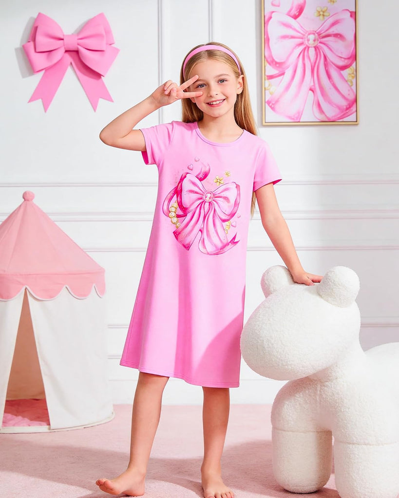 2Pcs Girls Nightgowns Kids Pajamas Princess Nightgown Dress Sleepwear for Toddler Little Girls Nightdress