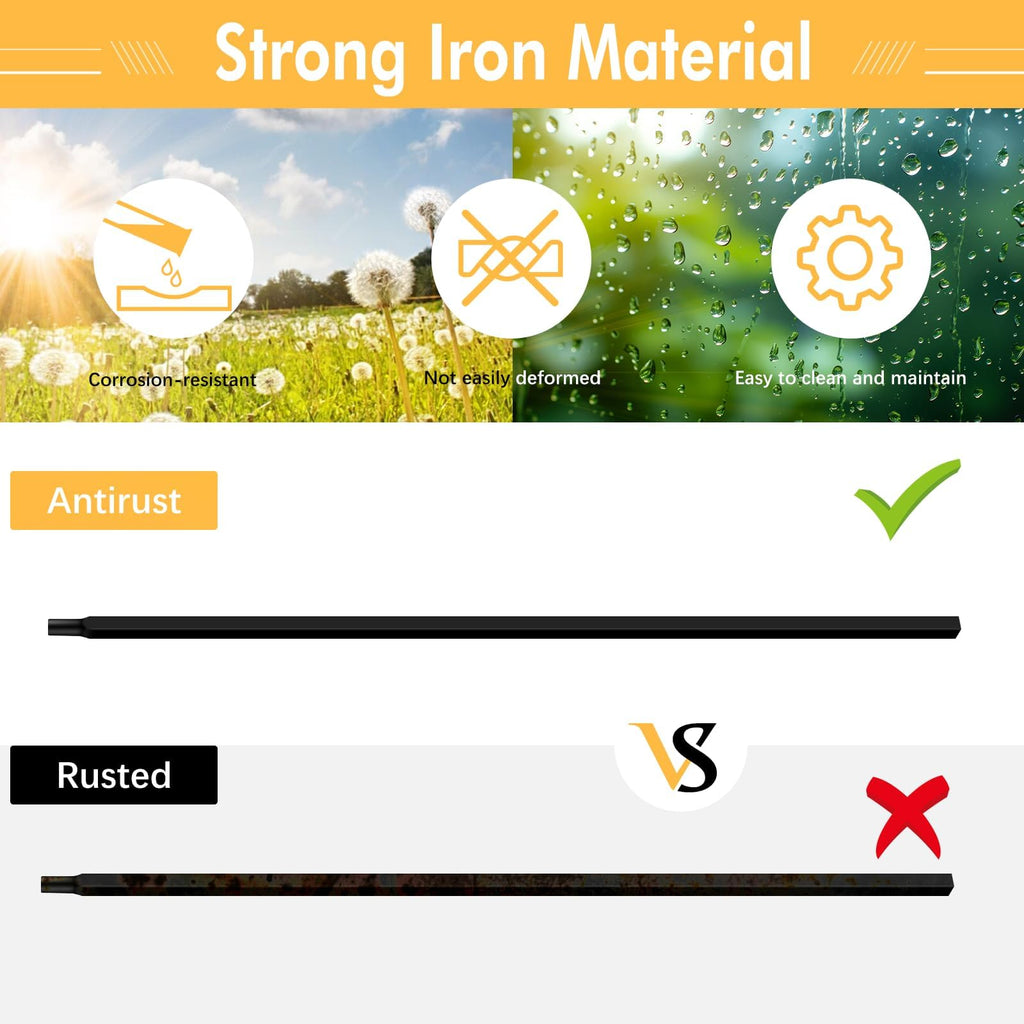 10 Pcs Iron Balusters for Staircase, 1/2" x 36" Wrought Iron Balusters, Metal Square Straight Hollow Iron Spindles