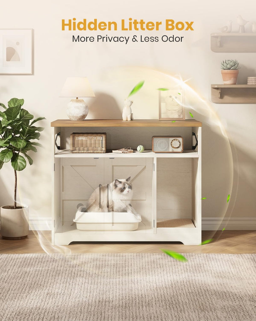 31" Cat Litter Box Enclosure, Hidden Litter Box with Storage