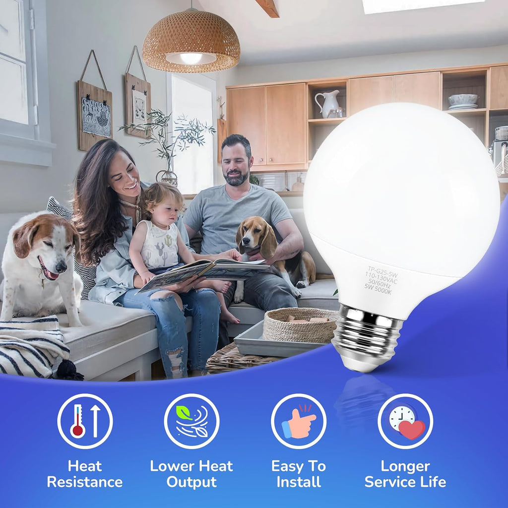 G25 LED Globe Vanity Light Bulbs 60W Equivalent