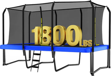 1800LBS Weight Capacity Rectangle Trampoline 10x17FT 9X15FT 8X14FT Outdoor Square Gymnastics Trampolines with