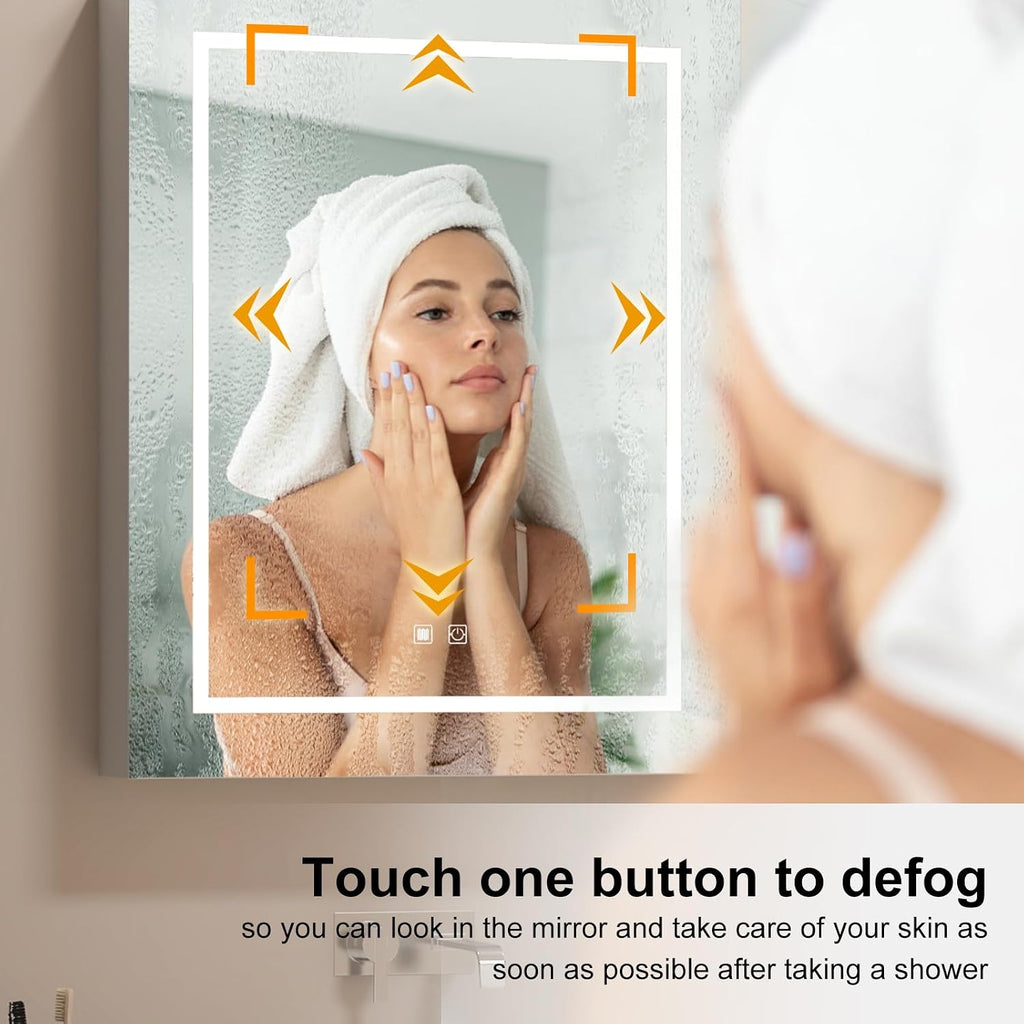 Lighted Medicine Cabinet, Led Medicine Cabinet with Mirror Wall Mounted | Bathroom Mirror Cabinet with Storage