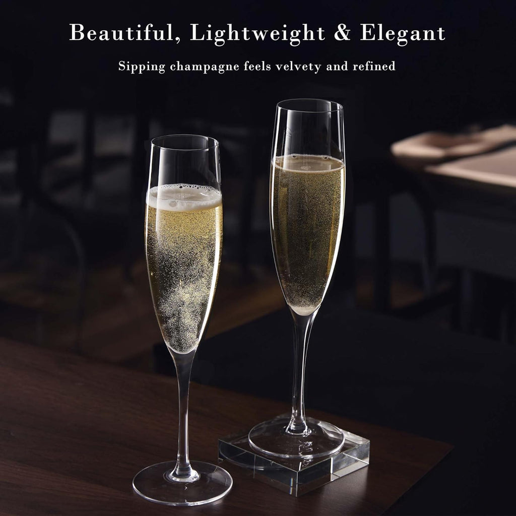Champagne Glasses-Elegant Flutes-Gift-Box-Hand Blown Champagne Flutes Glass-100% Lead-Free Premium Crystal - Gift