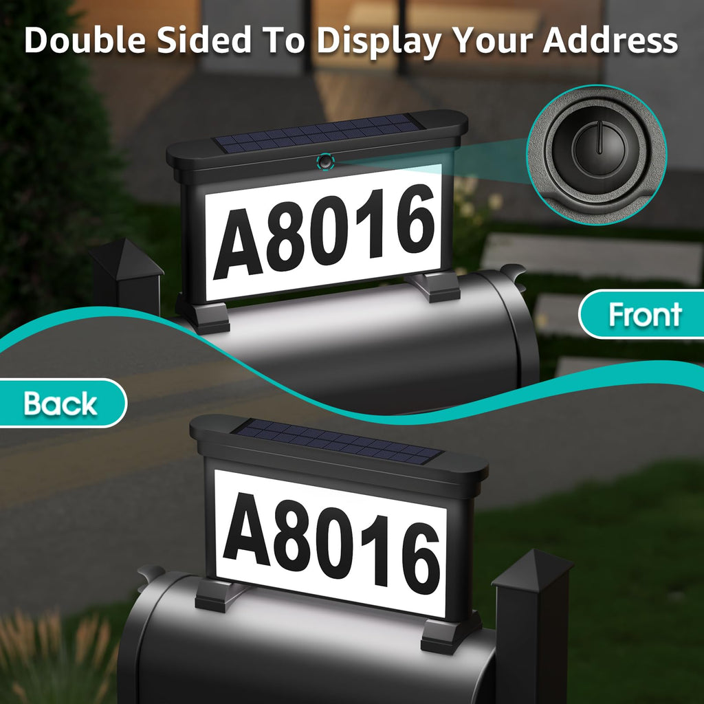 Solar Address Sign, Double-Sided Lighted House Numbers with 3 Colors