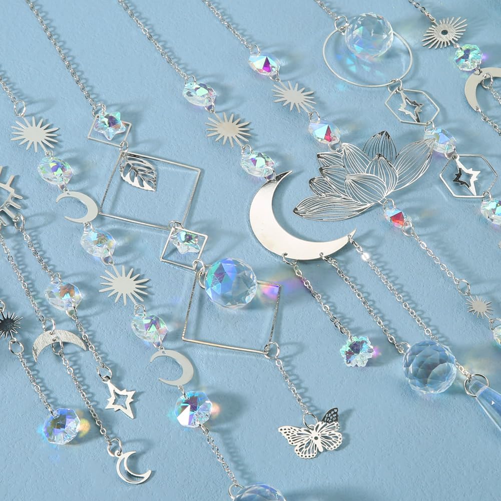 Sun Catchers, 10 Pcs Crystal Suncatcher Prism Hanging Kit for Indoor Window - Rainbow Maker Crystals Balls Pendants