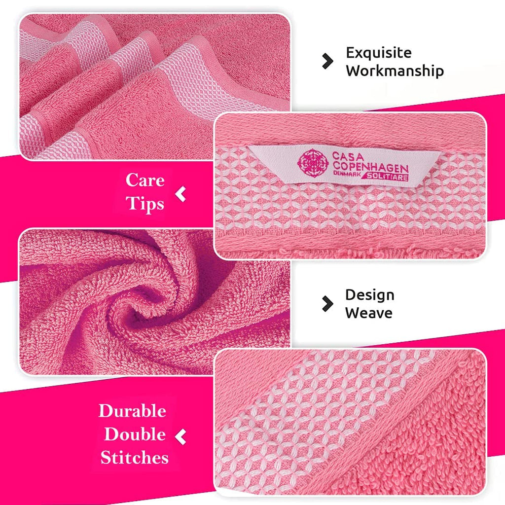 Solitaire 6Pcs 100% Egyptian Cotton Large Designer Towels Gift Set- Lavender - Pink, 2Bath 2Hand 2Washcloths, Bath