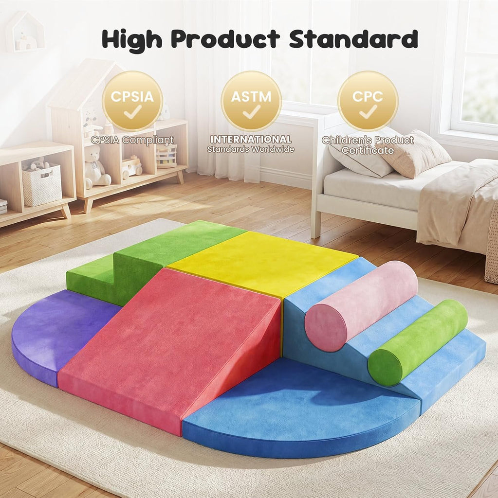 Piece Soft Foam Climbing Blocks Soft Play Set for Toddlers 1-3