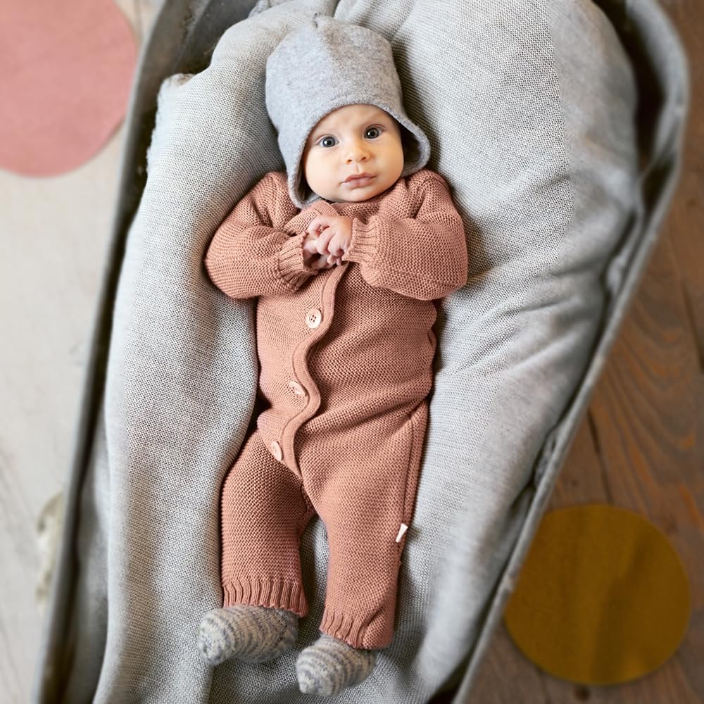 Merino Wool Baby Coverall, Knit Long Sleeve Jumpsuit Romper | One-Piece Winter Outfit for Boys and Girls, Soft
