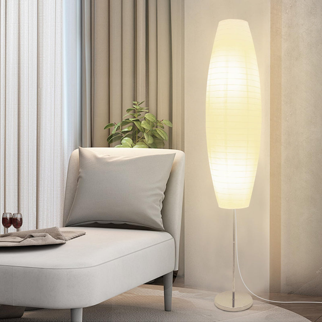 Paper Floor Lamp, Rice Paper Lamp, Japanese Floor Lamp Rice Shade -Beige(Oval)