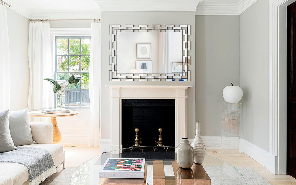 Decorative Mirrors for Wall, 40''X28'' Large Bathroom Mirror with Frameless Glass Frame, Rectangle Accent Mirror