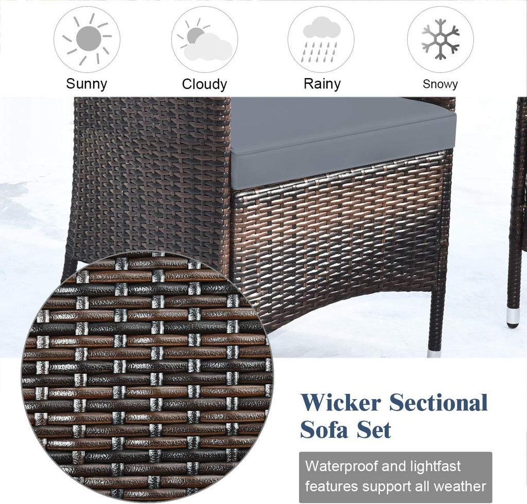 4-Piece Rattan Patio Set, Outdoor/Indoor Wicker Conversation Set for Pool, Backyard, Lawn