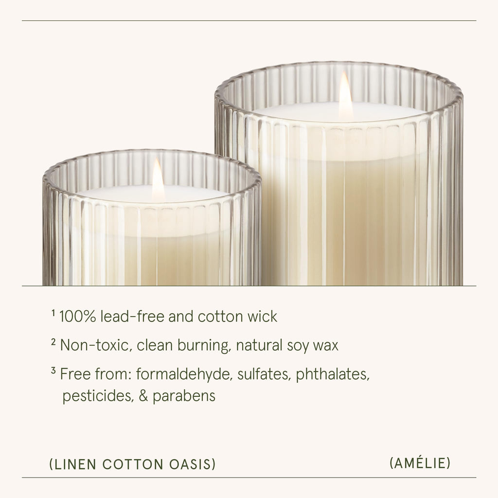 Linen Cotton Oasis Scented Candles, 7 oz Natural Soy