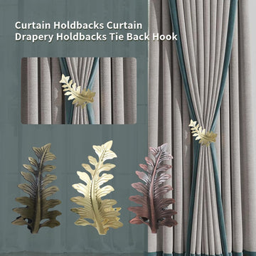 Curtain Holdbacks Vintage Leaf Shaped Curtain Drapery Tie Back - 4PCS