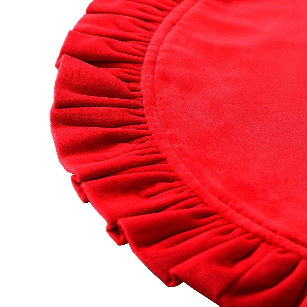 16.5 Inch Velvet Round Placemat with Ruffle for Dining Table Outdoor Placemats Non-Slip Washable for Gathering