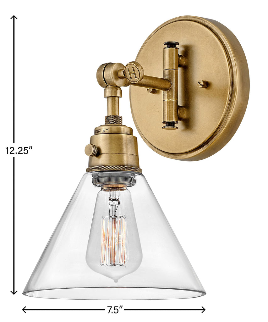 Arti Medium Short Swing Arm Single Light Sconce, Heritage Brass