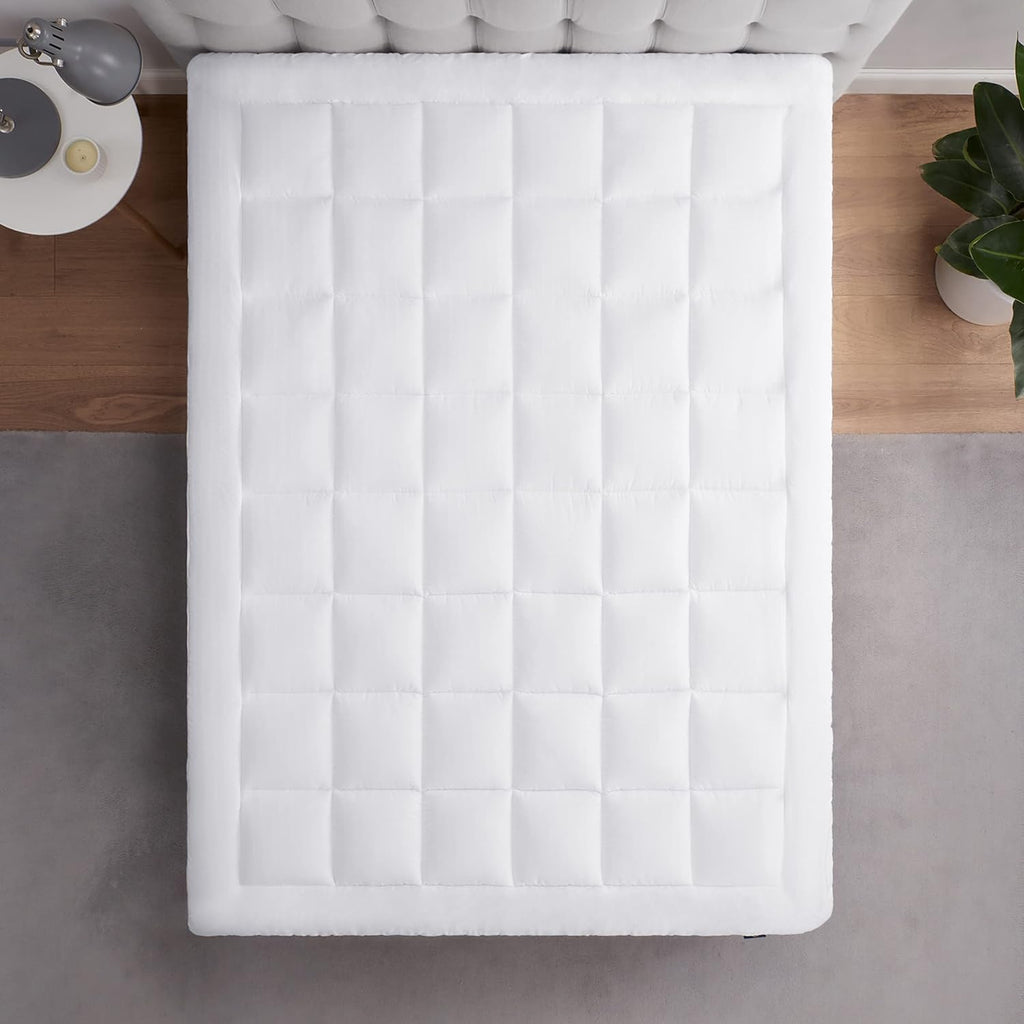 ComfortSure Quilted Cotton Pillowtop Mattress Pad, King | Breathable quilted mattress pad with pillowtop comfort and
