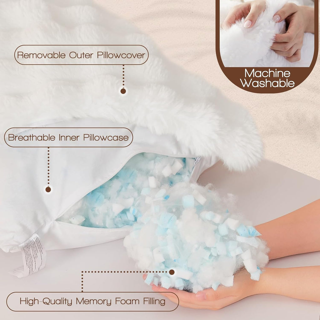 Faux Fur Fluffy Body Pillow for Adults, Soft Support | Firm Body Pillow, Adjustable Support for Side Sleeping