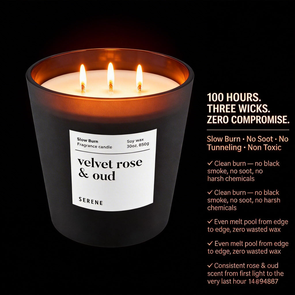 Velvet Rose & Oud Scented Candle, 30oz 3-Wick Large Jar
